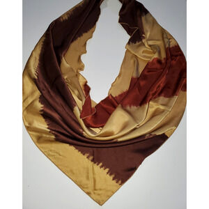 Vintage Saldarini Art ITALY 100% SILK SCARF Gold and Browns TRIANGLE 65x28